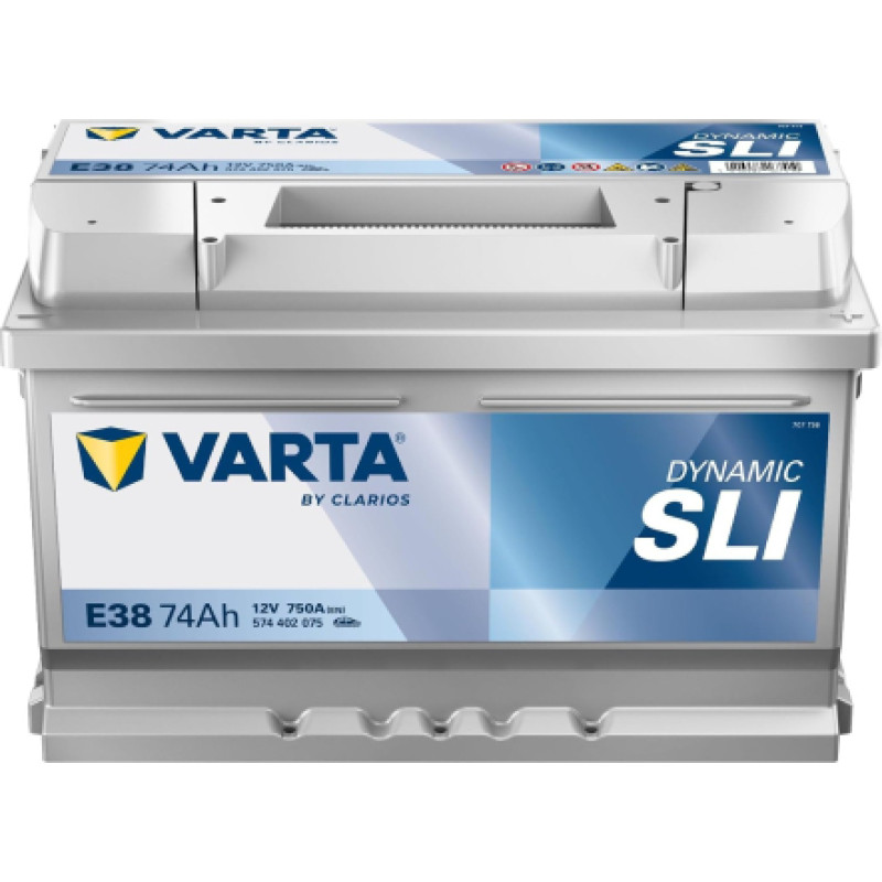 Varta - VARTA DYNAMIC SLI E38 12V 74Ah 750A (EN) 278x175x175 0/1 EAN4016987167410 - 12V | 74A | 75Ah