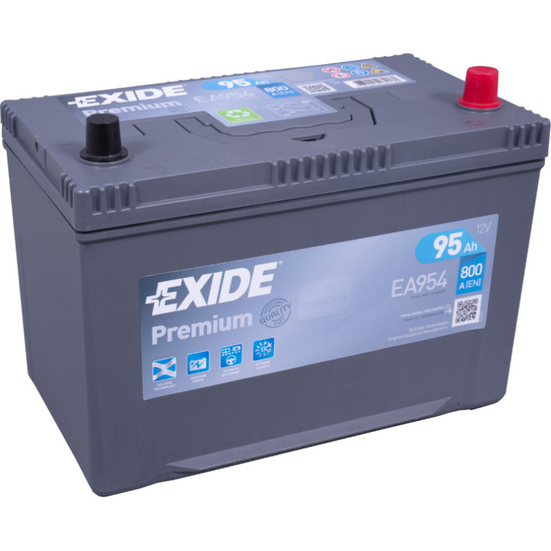 Exide - EXIDE PREMIUM EA954 12V 95Ah JIS 800A(EN) 306x173x222 0/1 EAN3661024034180 - 12V | 95A | 95Ah