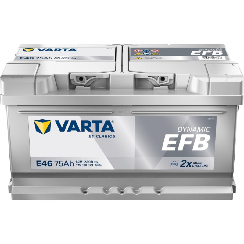 Varta - VARTA DYNAMIC EFB E46 12V 75Ah 730A (EN) 315x175x175 0/1 EAN4016987167366 - 12V | 75A | 75Ah