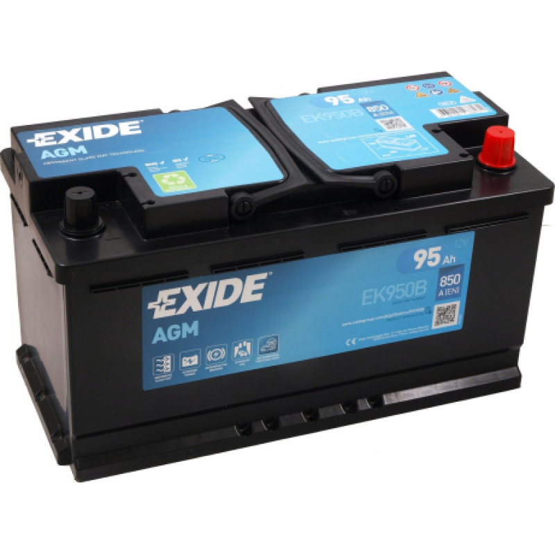 Exide - START-STOP AGM EK950B 12V 95Ah 850A(EN) 353x175x190 0/1 - 12V | 95A | 95Ah