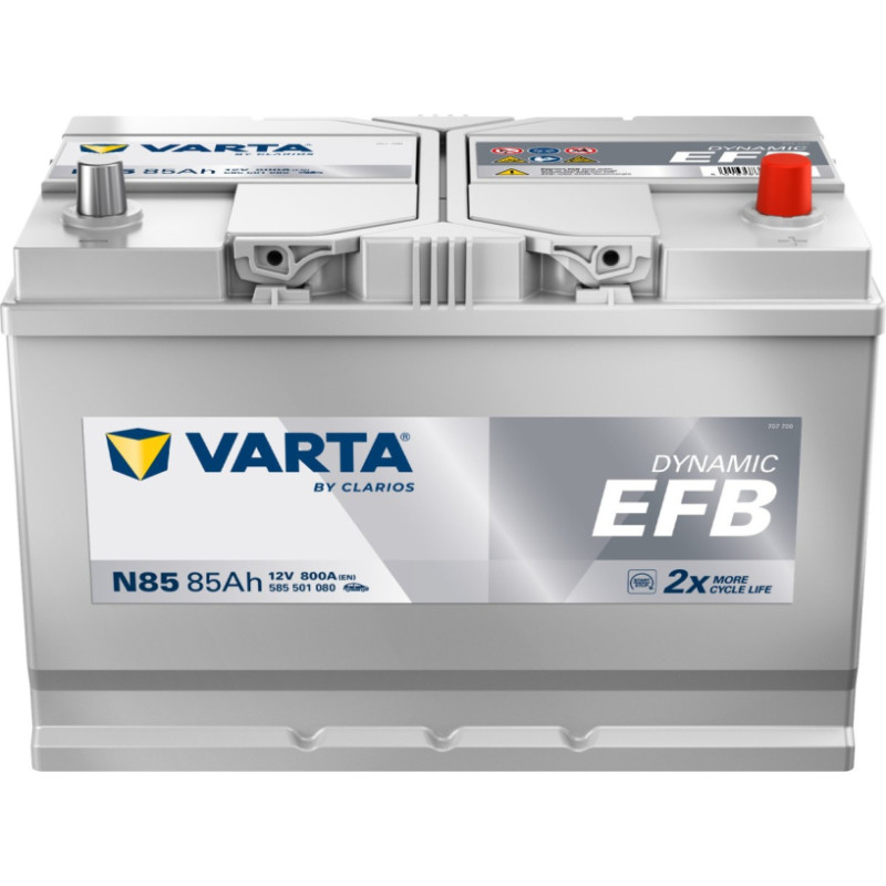 Varta - VARTA DYNAMIC EFB N85 12V 85Ah 800A(EN) 306x173x225 0/1 EAN4016987167298 - 12V | 85A | 85Ah