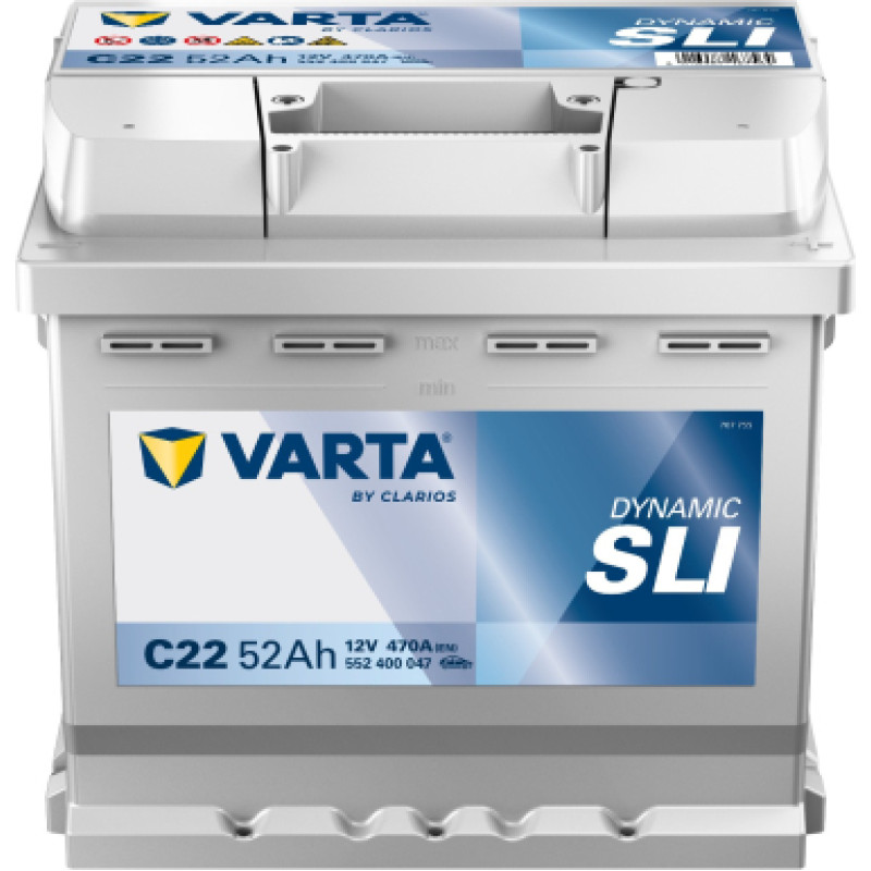 Varta - VARTA DYNAMIC SLI C22 12V 52Ah 470A (EN)207x175x190 0/1 EAN4016987167564 - 12V | 52A | 52Ah