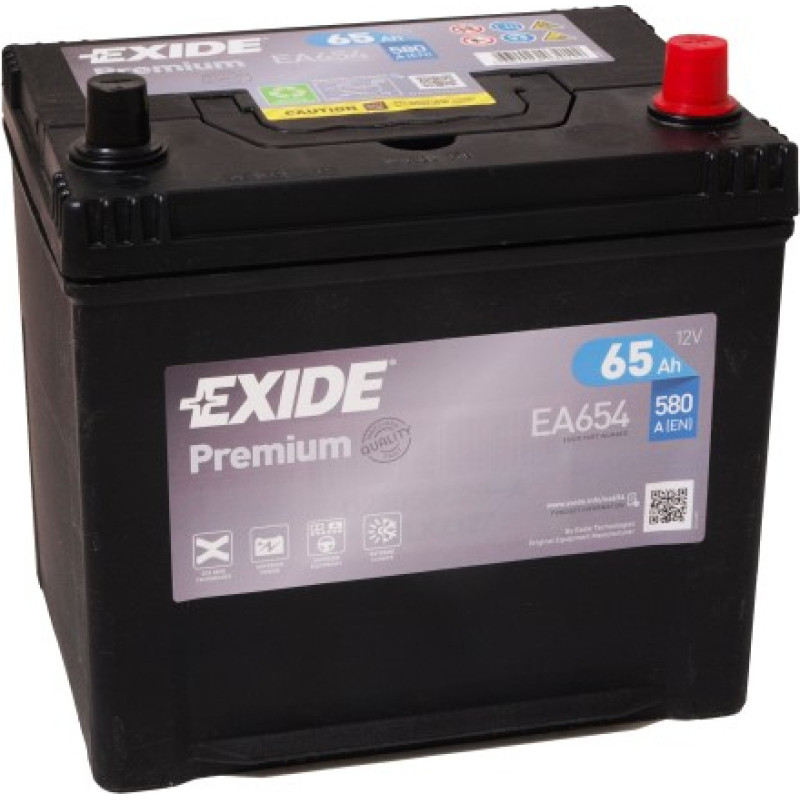 Exide - EXIDE PREMIUM EA654 12V 65Ah  580 A(EN) 230x172x220 0/1 EAN3661024034142 - 12V | 65A | 65Ah