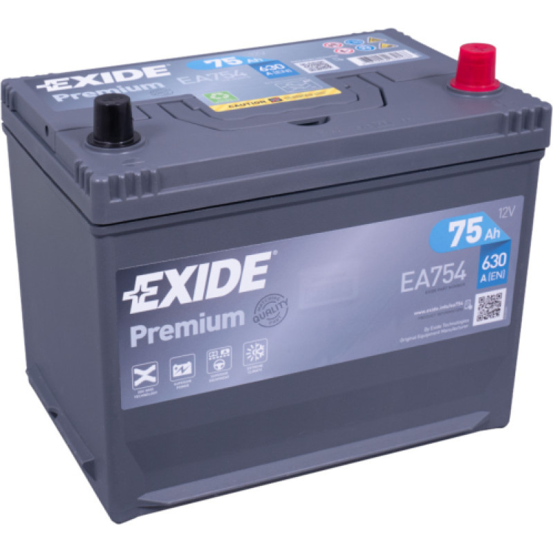 Exide - EXIDE Premium EA754 0/1 - 12V | 75A | 75Ah