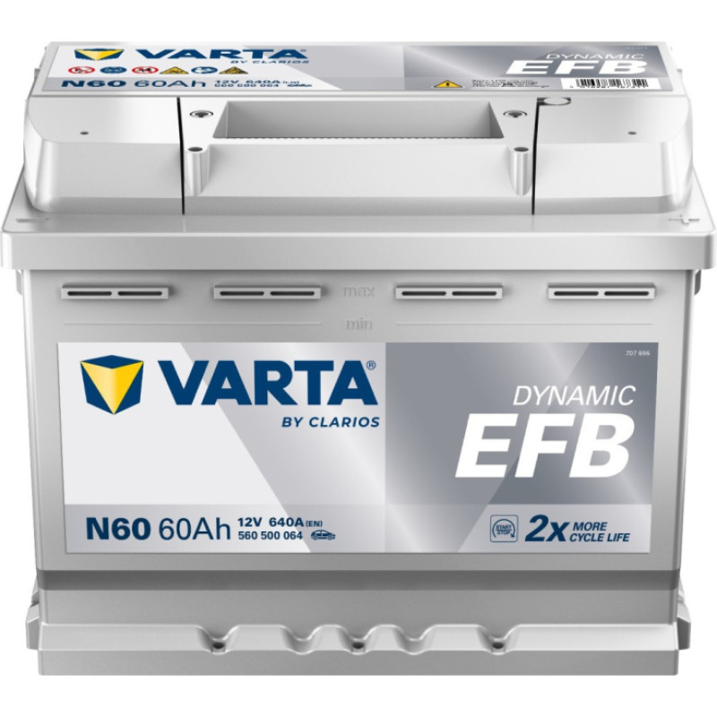 Varta - VARTA DYNAMIC EFB N60 12V 60Ah(c20) 650A(EN) 242x175x190mm 0/1 B13 EAN4016987167311 - 12V | 60A | 60Ah