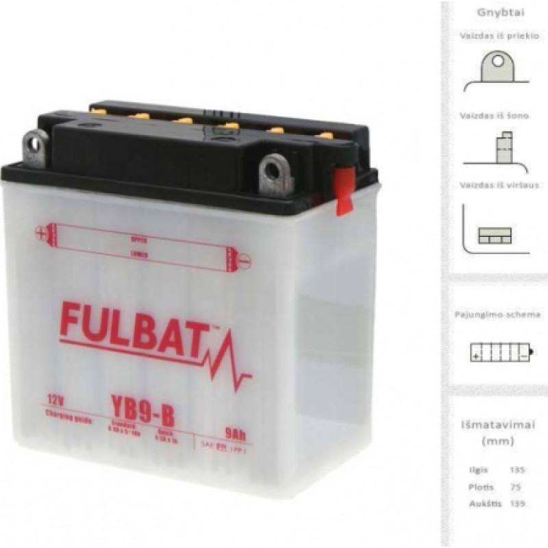 Fulbat - YB9-B (FB9-B) - 12V | 130A | 9Ah
