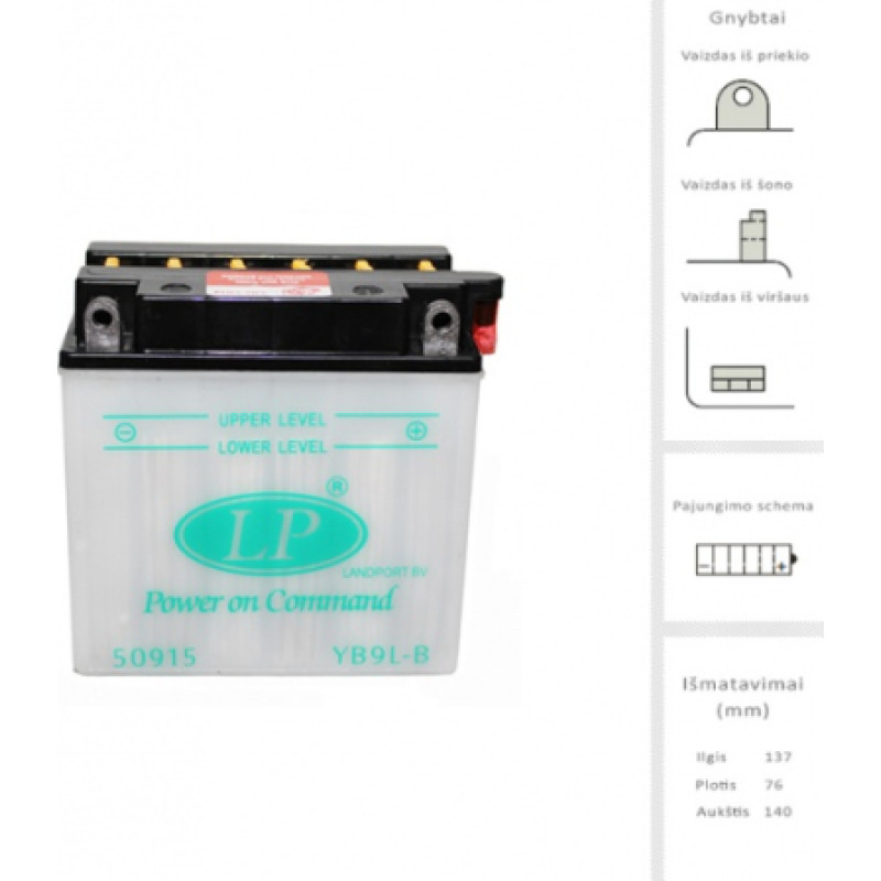 Landport - LB9L-B DRY  arba 12N9-3B - 12V | 115A | 9Ah