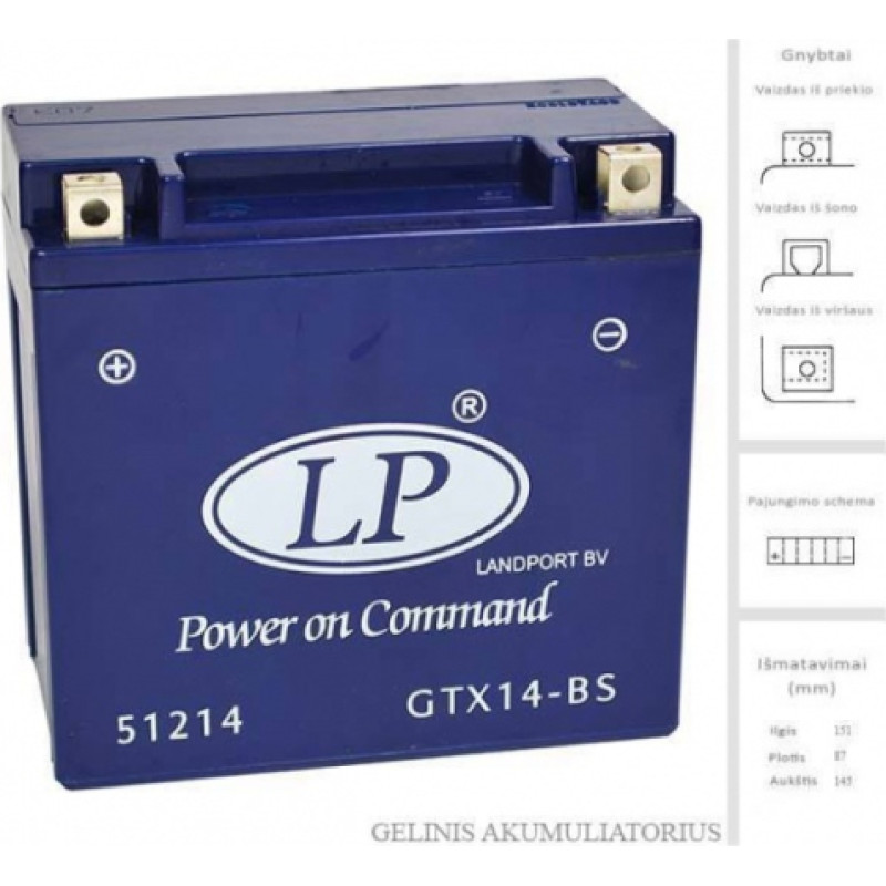 Landport - LTX14-4 GEL - 12V | 225A | 14Ah