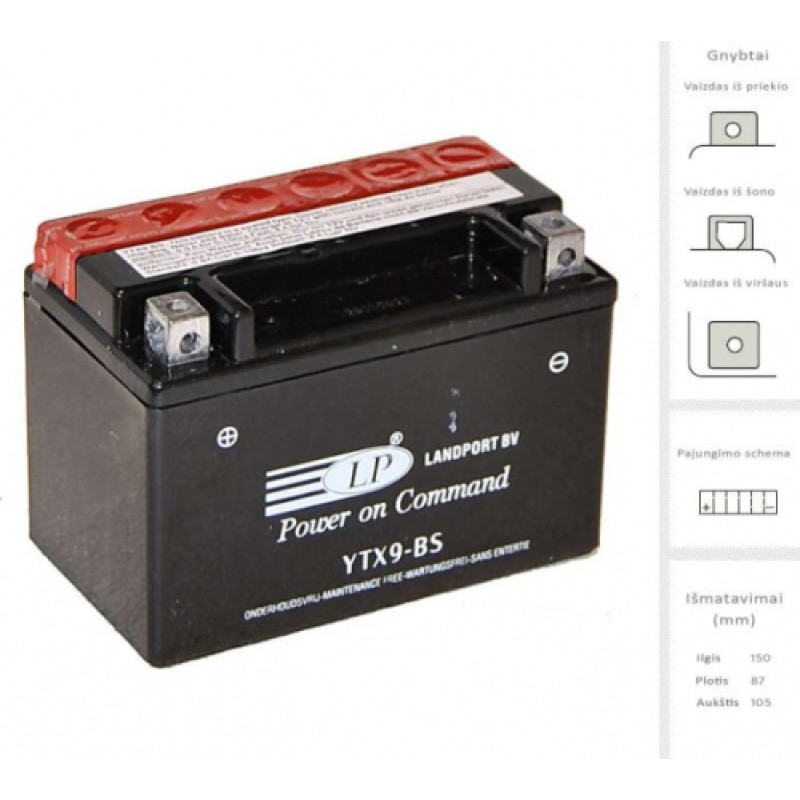Landport - LTX9-BS AGM - 12V | 135A | 8Ah
