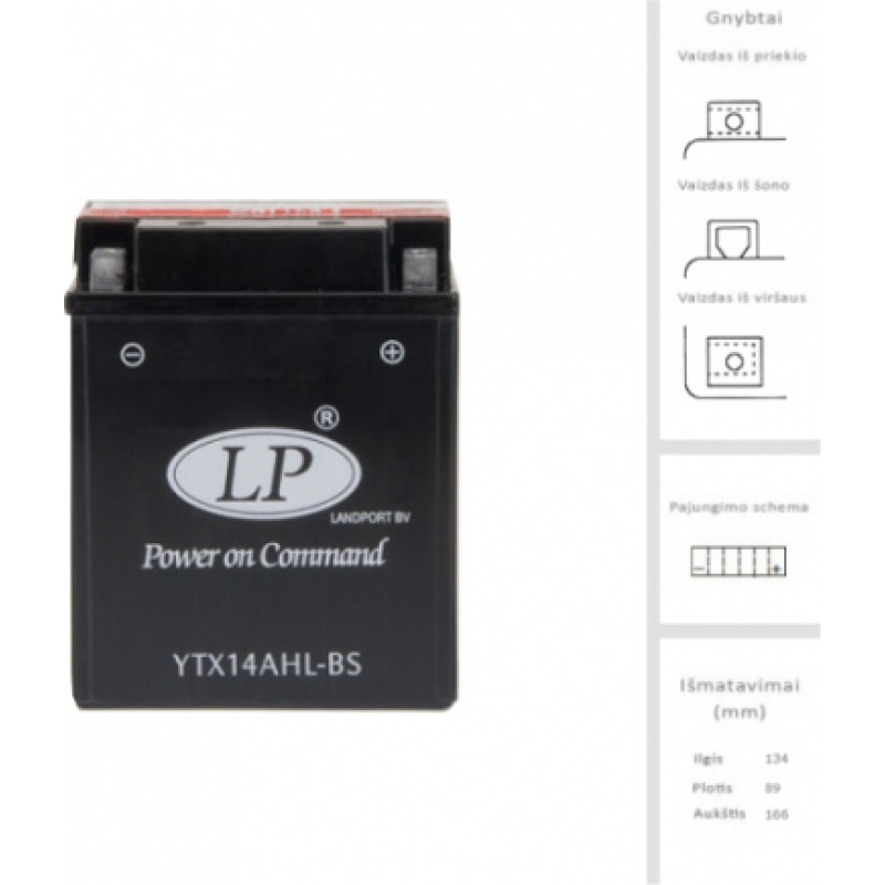 Landport - LTX14AHL-BS AGM - 12V | 210A | 12Ah
