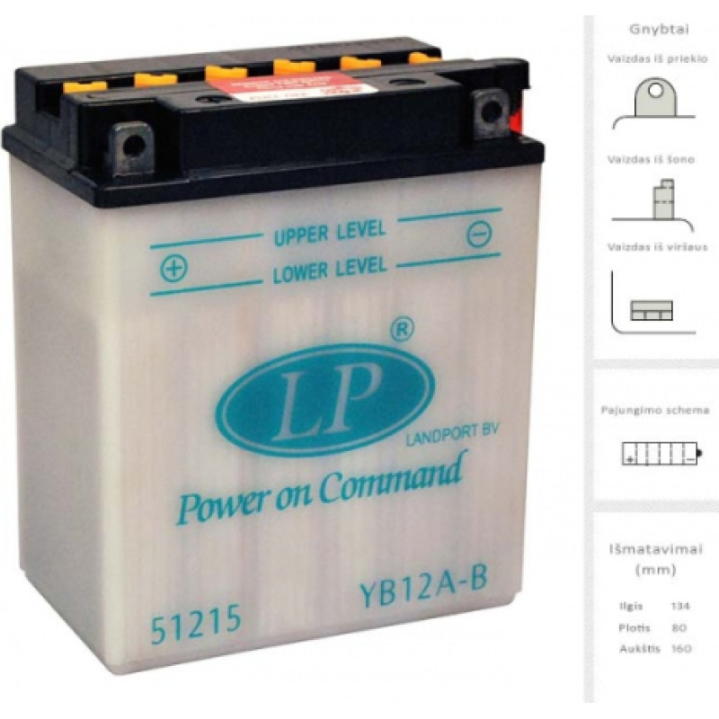 Landport - LB12A-B DRY - 12V | 165A | 12Ah